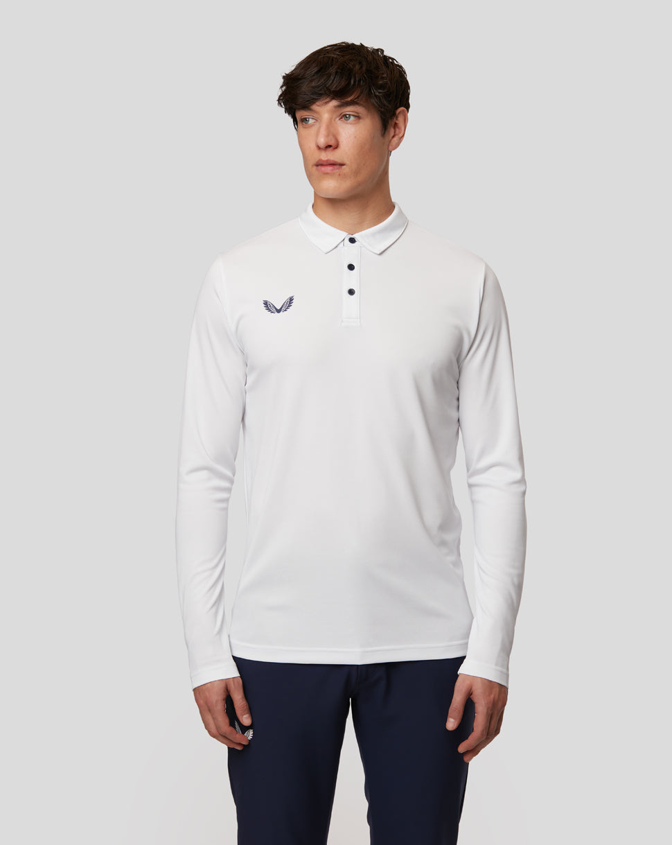 White Long Sleeve Golf Polo