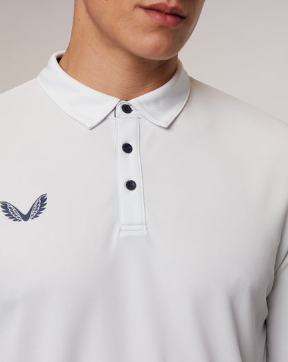 White Long Sleeve Golf Polo