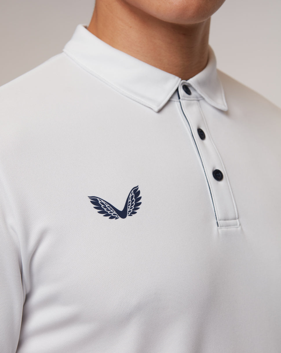 White Long Sleeve Golf Polo