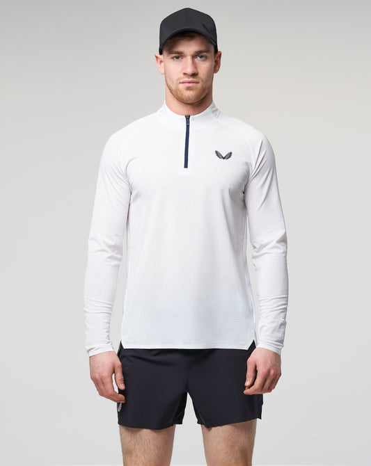 White Vent Zip Running Tee