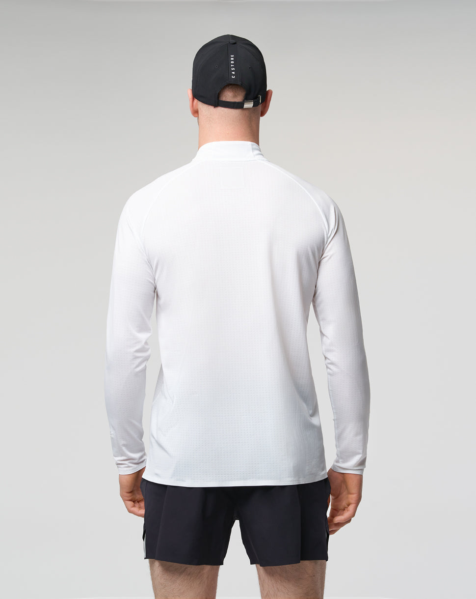 White Vent Zip Running Tee