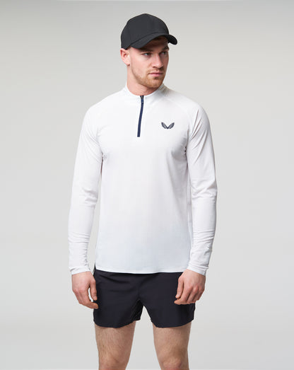 White Vent Zip Running Tee