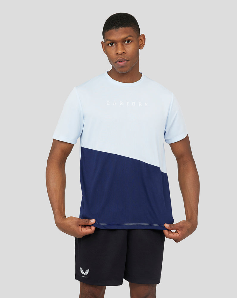 Ice Blue Colourblock Asymmetric T-Shirt
