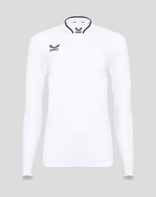 Womens white AMC long sleeve polo shirt