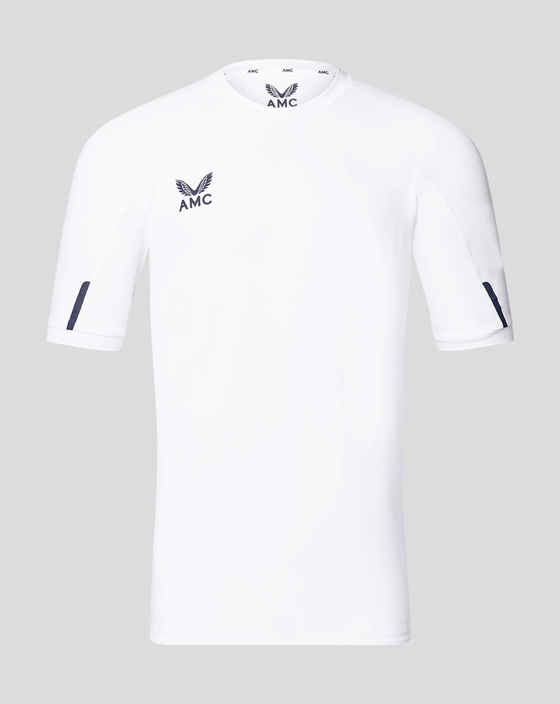 White AMC short sleeved tennis performance t-shirt