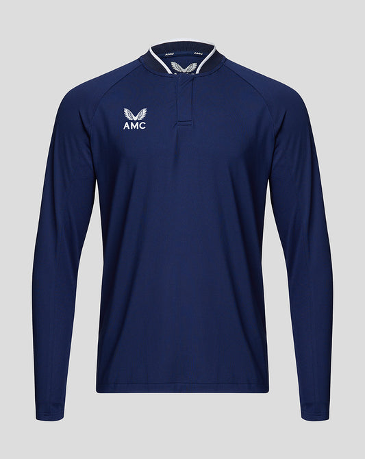 Navy and white long sleeve tennis polo shirt