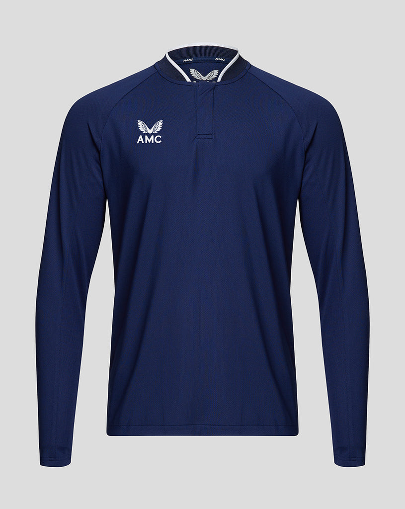 Navy and white long sleeve tennis polo shirt