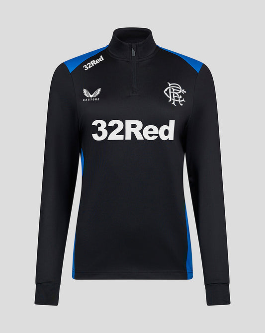 Rangers Women's 23/24 Matchday Training 1/4 Zip Midlayer - Black/Blue