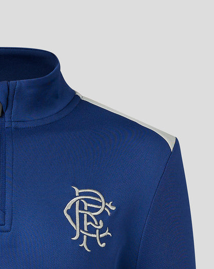 Rangers Junior 23/24 Match Day Training 1/4 Zip Midlayer - Blue/Grey