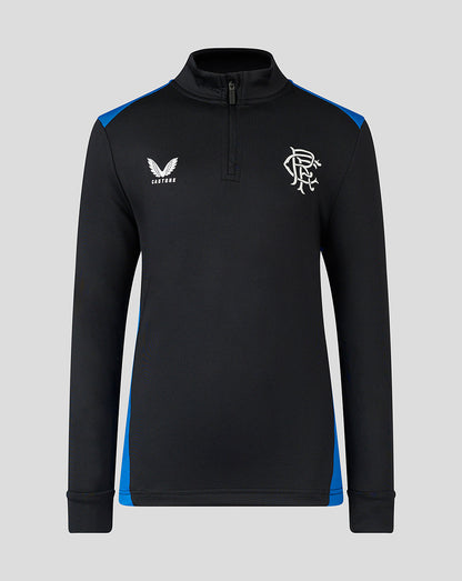 Rangers Junior 23/24 Matchday Training 1/4 Zip Midlayer - Black/Blue