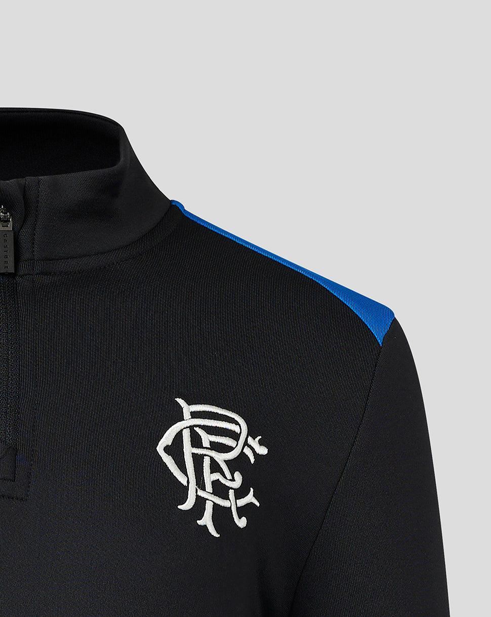 Rangers Junior 23/24 Matchday Training 1/4 Zip Midlayer - Black/Blue