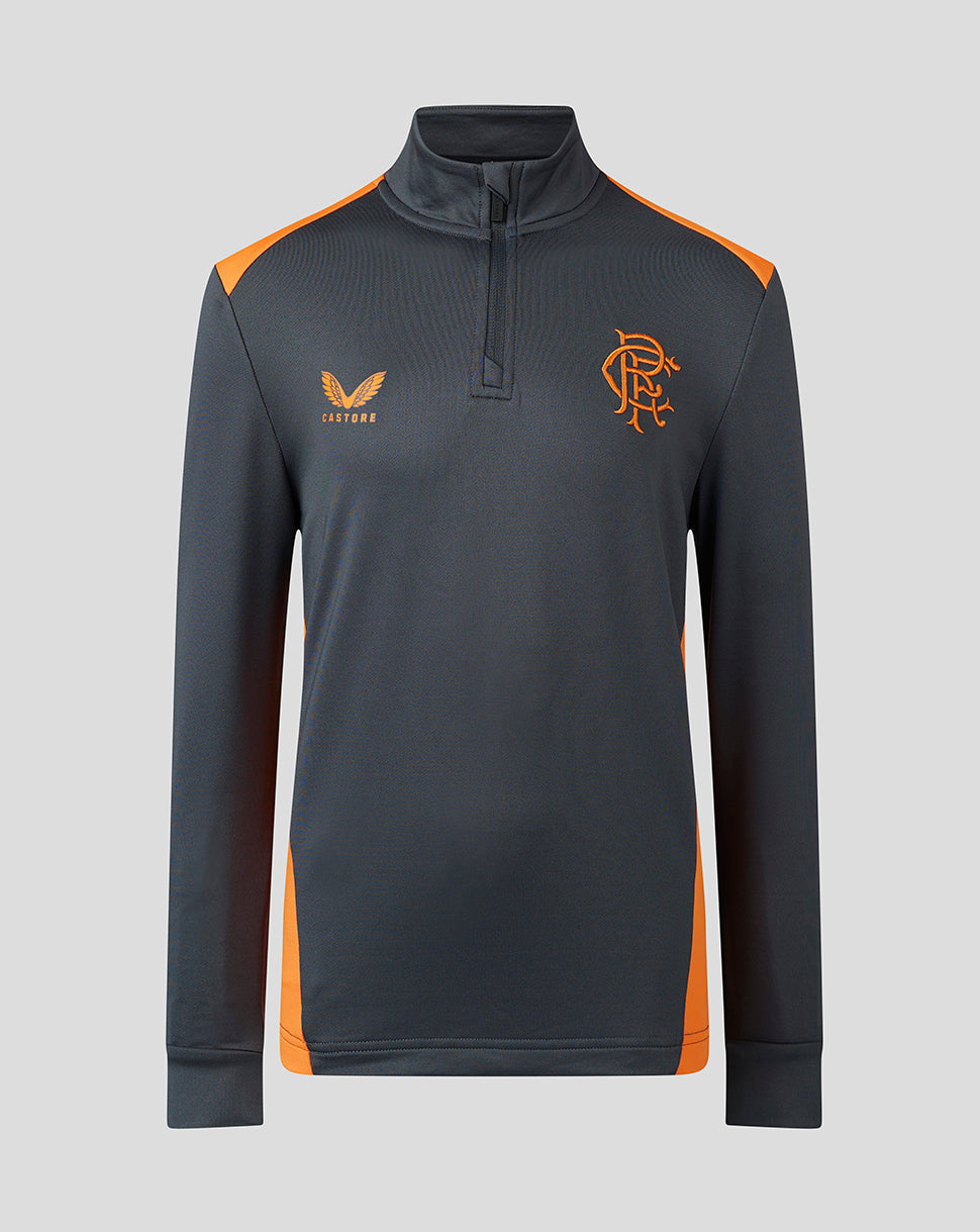 Rangers Junior 23/24 Training 1/4 Zip Midlayer - Grey/Orange