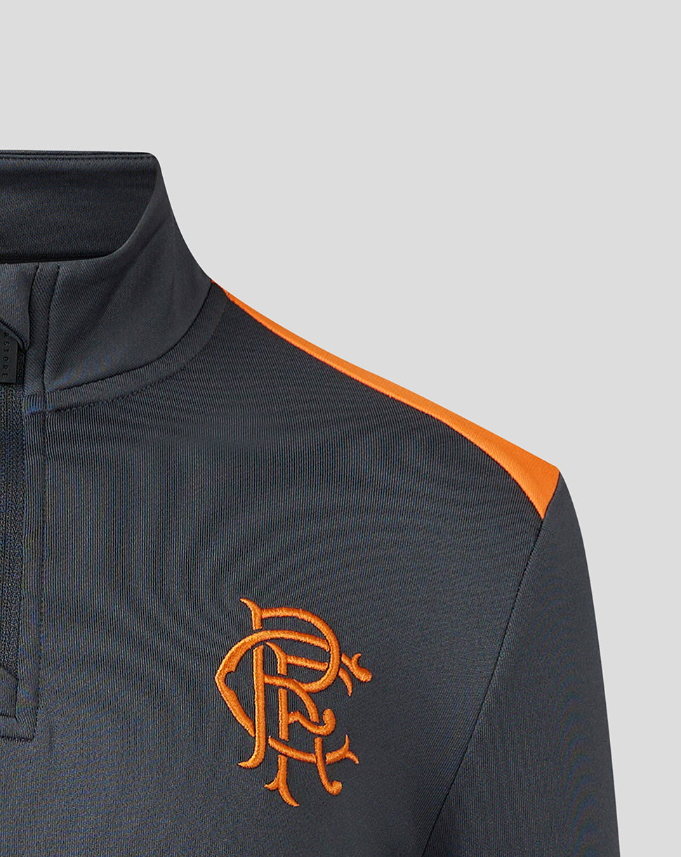 Rangers Junior 23/24 Training 1/4 Zip Midlayer - Grey/Orange