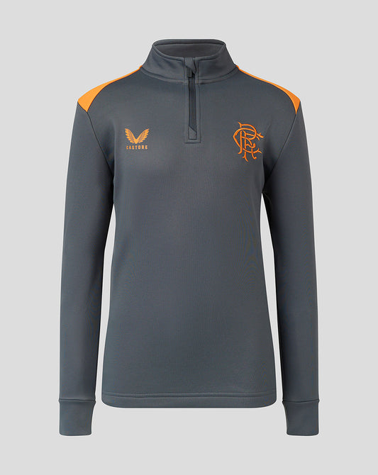 Rangers Junior 23/24 Training Fleece 1/4 Zip Midlayer - Grey/Orange