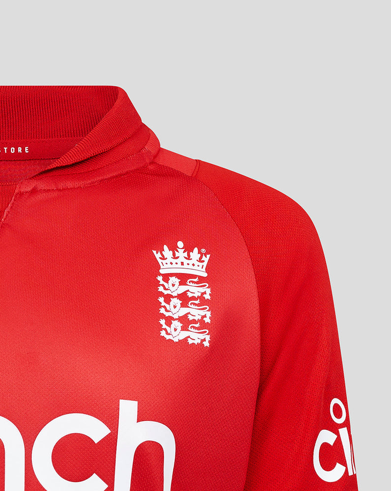 England Cricket Junior IT20 Short Sleeve Shirt - Red