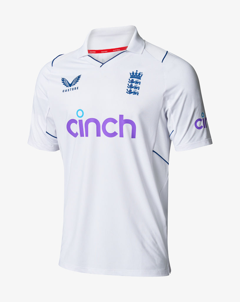 White England Cricket Test Replica Short Sleeve Polo